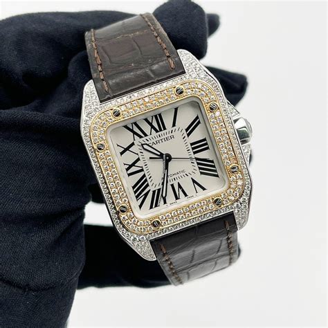 cartier santos 100 ref 2878|cartier santos 100 diamond bezel.